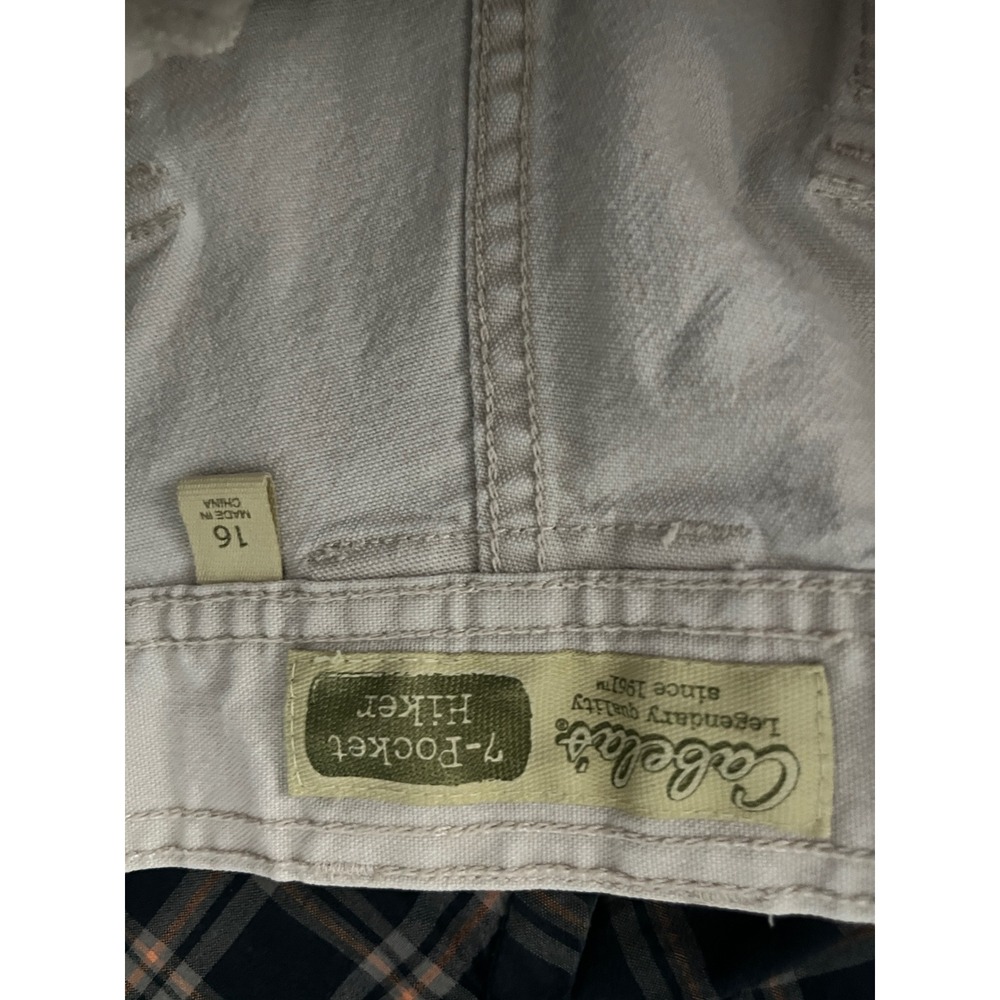 Cabelas 7-Pocket Hiker Shorts Womens 16 Khaki Tan Pleated Cotton Spandex 911985 - Picture 3 of 8